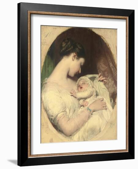 The Artist's Wife Elizabeth with their Daughter Mary Edith-James Sant-Framed Giclee Print