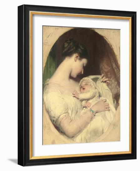 The Artist's Wife Elizabeth with their Daughter Mary Edith-James Sant-Framed Giclee Print