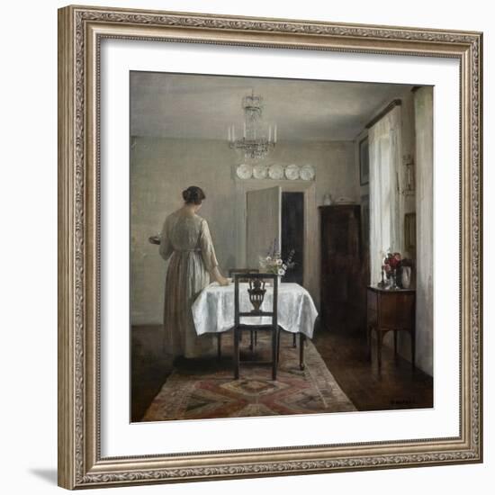 The artist's wife setting the table, 1884-88-Carl Holsoe-Framed Giclee Print