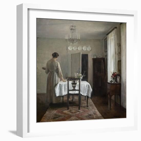 The artist's wife setting the table, 1884-88-Carl Holsoe-Framed Giclee Print