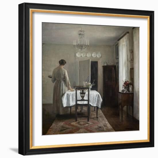 The artist's wife setting the table, 1884-88-Carl Holsoe-Framed Giclee Print