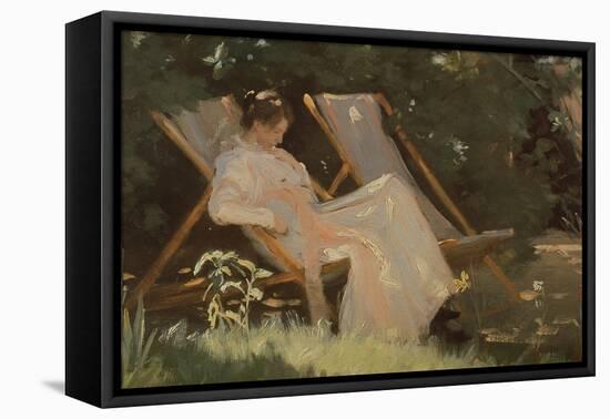 The Artist's Wife Sitting in a Garden Chair at Skagen, 1893-Peder Severin Kröyer-Framed Premier Image Canvas