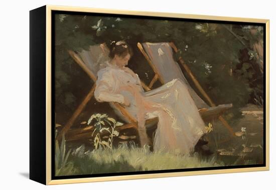 The Artist's Wife Sitting in a Garden Chair at Skagen, 1893-Peder Severin Kröyer-Framed Premier Image Canvas