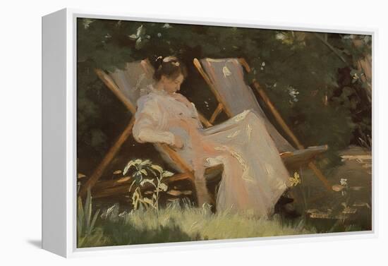 The Artist's Wife Sitting in a Garden Chair at Skagen, 1893-Peder Severin Kröyer-Framed Premier Image Canvas