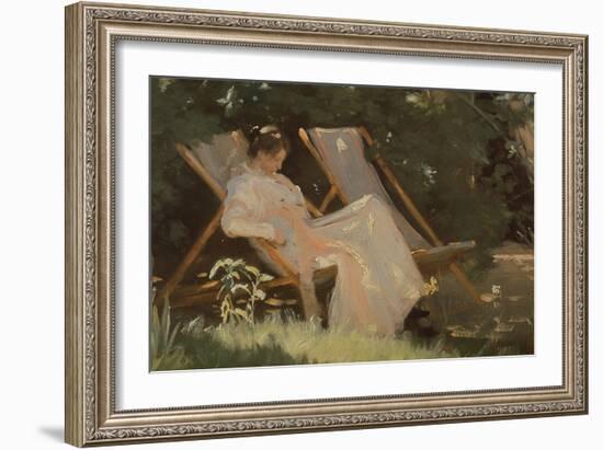 The Artist's Wife Sitting in a Garden Chair at Skagen, 1893-Peder Severin Kröyer-Framed Giclee Print