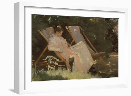 The Artist's Wife Sitting in a Garden Chair at Skagen, 1893-Peder Severin Kröyer-Framed Giclee Print