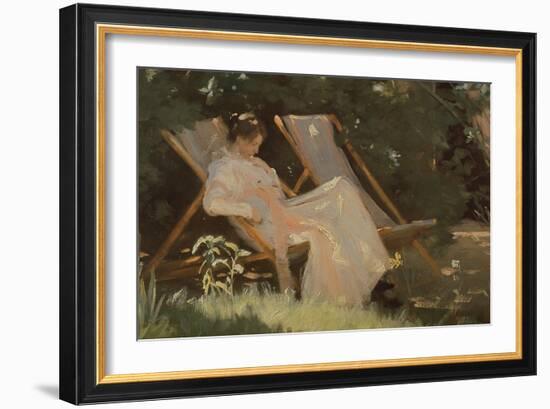 The Artist's Wife Sitting in a Garden Chair at Skagen, 1893-Peder Severin Kröyer-Framed Giclee Print