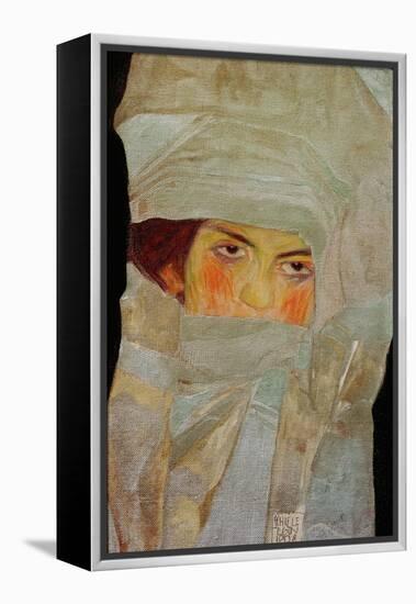 The Artists sister Melanie with Silver-Colored Scarves, 1908-Egon Schiele-Framed Premier Image Canvas