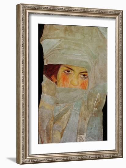 The Artists sister Melanie with Silver-Colored Scarves, 1908-Egon Schiele-Framed Giclee Print