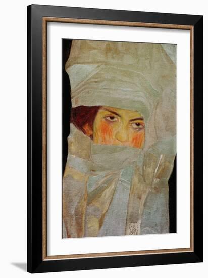 The Artists sister Melanie with Silver-Colored Scarves, 1908-Egon Schiele-Framed Giclee Print