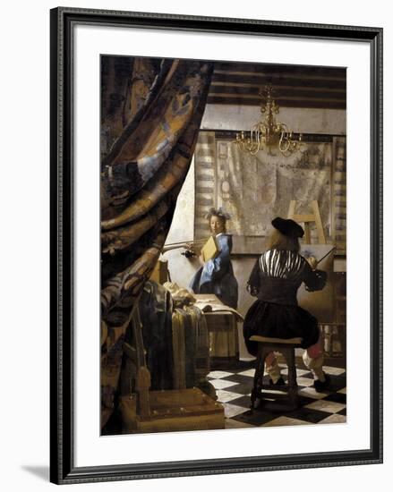 The Artists Studio or the Art of Painting-Johannes Vermeer-Framed Art Print