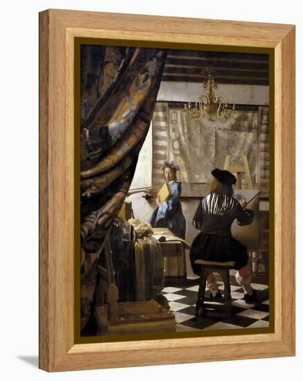 The Artists Studio or the Art of Painting-Johannes Vermeer-Framed Stretched Canvas