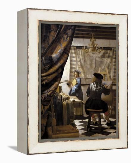 The Artists Studio or the Art of Painting-Johannes Vermeer-Framed Stretched Canvas