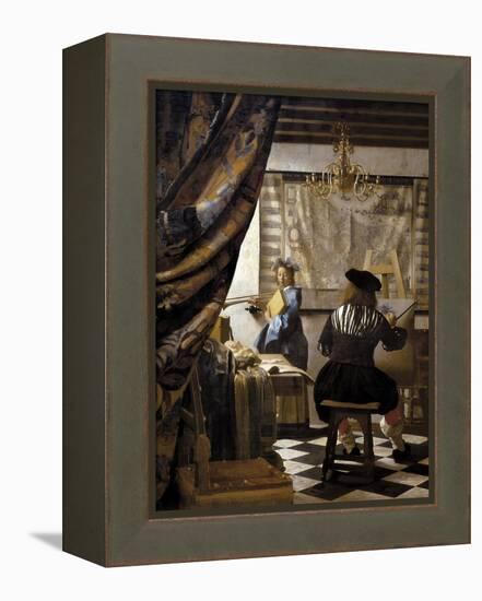 The Artists Studio or the Art of Painting-Johannes Vermeer-Framed Stretched Canvas