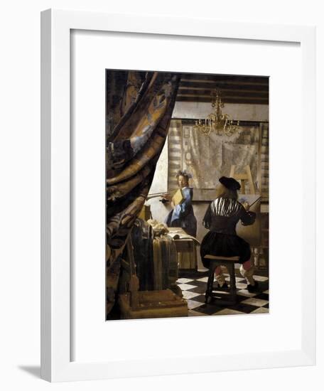 The Artists Studio or the Art of Painting-Johannes Vermeer-Framed Art Print