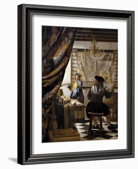 The Artists Studio or the Art of Painting-Johannes Vermeer-Framed Art Print