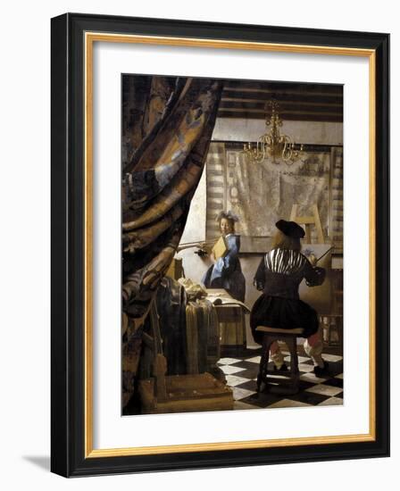 The Artists Studio or the Art of Painting-Johannes Vermeer-Framed Art Print