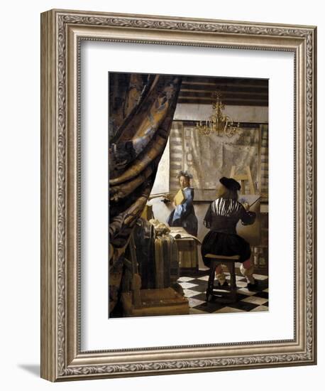 The Artists Studio or the Art of Painting-Johannes Vermeer-Framed Art Print