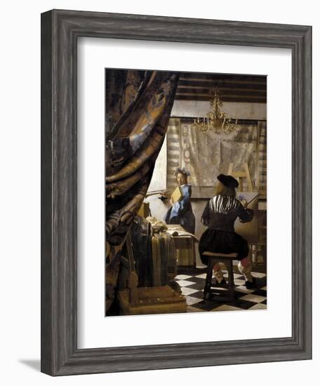 The Artists Studio or the Art of Painting-Johannes Vermeer-Framed Art Print