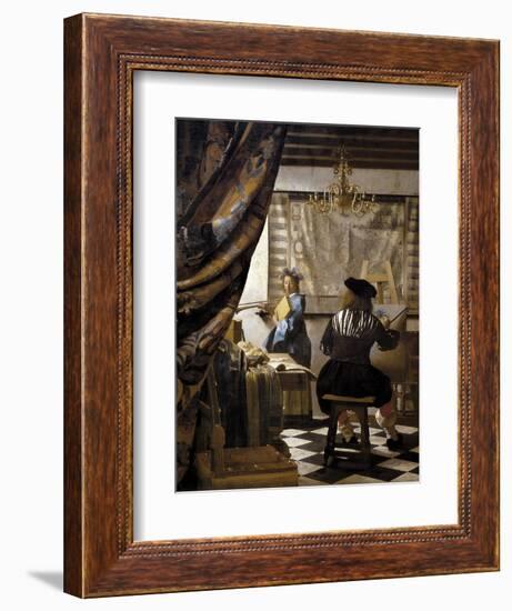 The Artists Studio or the Art of Painting-Johannes Vermeer-Framed Art Print