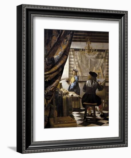 The Artists Studio or the Art of Painting-Johannes Vermeer-Framed Art Print