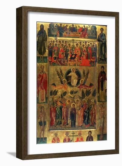 The Ascension of Christ with the Hetoimasia, 15th Century-Andreas Ritzos-Framed Giclee Print