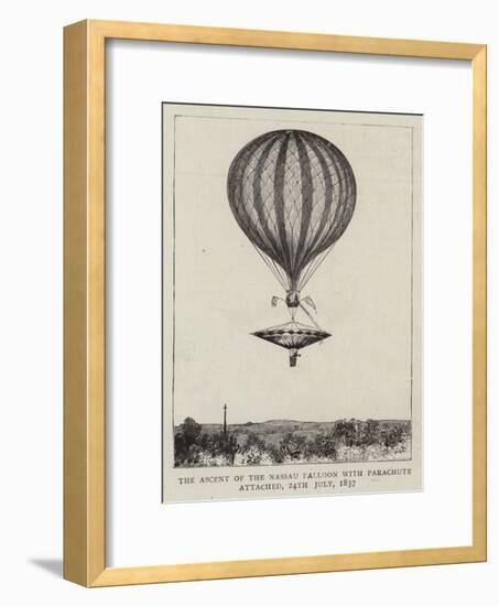 The Ascent of the Nassau Balloon with Parachute Attached, 24 July 1837-null-Framed Giclee Print