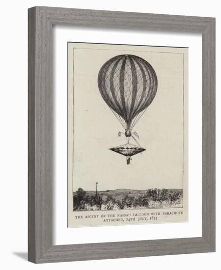 The Ascent of the Nassau Balloon with Parachute Attached, 24 July 1837-null-Framed Giclee Print