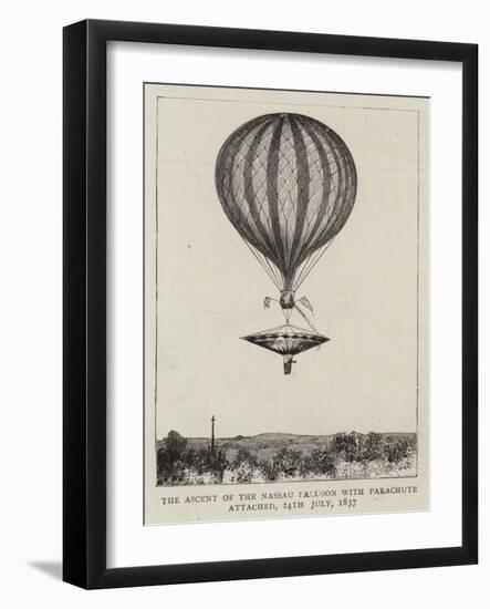 The Ascent of the Nassau Balloon with Parachute Attached, 24 July 1837-null-Framed Giclee Print