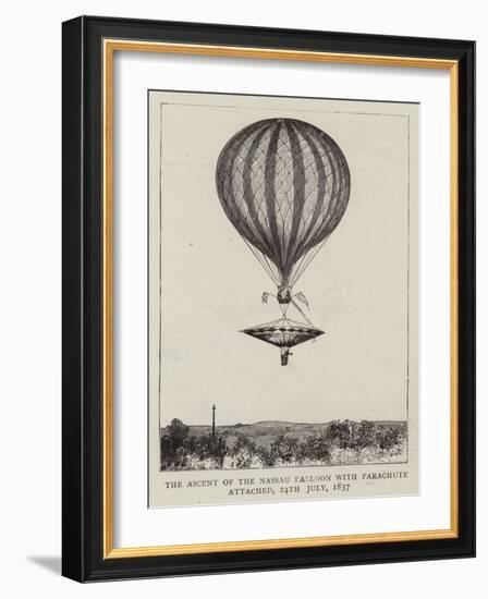 The Ascent of the Nassau Balloon with Parachute Attached, 24 July 1837-null-Framed Giclee Print