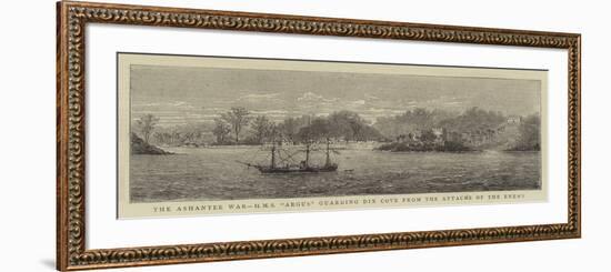 The Ashantee War, HMS Argus Guarding Dix Cove from the Attacks of the Enemy-null-Framed Giclee Print