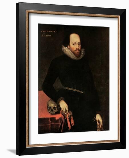 The Ashbourne Portrait of Shakespeare, 16th Century-Cornelius Ketel-Framed Giclee Print