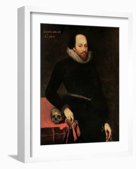 The Ashbourne Portrait of Shakespeare, 16th Century-Cornelius Ketel-Framed Giclee Print