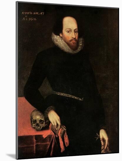 The Ashbourne Portrait of Shakespeare, 16th Century-Cornelius Ketel-Mounted Giclee Print