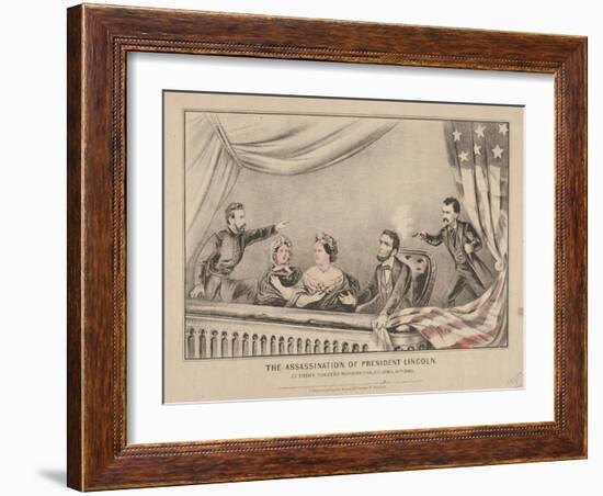 The Assassination of President Lincoln at Ford's Theatre, Washington, 1865-N. and Ives, J.M. Currier-Framed Giclee Print