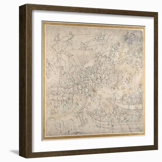The Assault Near Rorschach on Lake Konstanz, C.1500-Albrecht Dürer-Framed Giclee Print