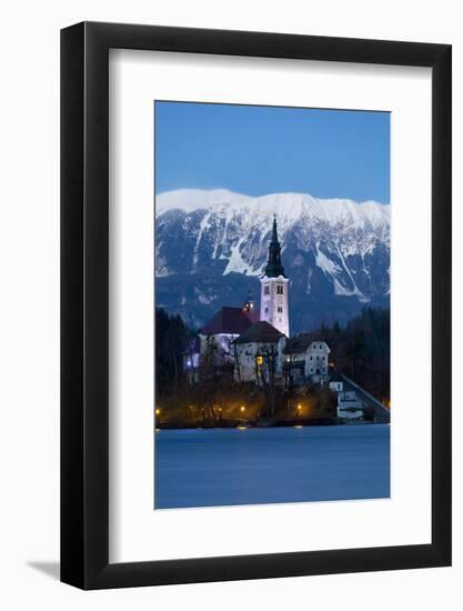 The Assumption of Mary Pilgrimage Church on Lake Bled at Dusk, Bled, Slovenia, Europe-Miles Ertman-Framed Photographic Print