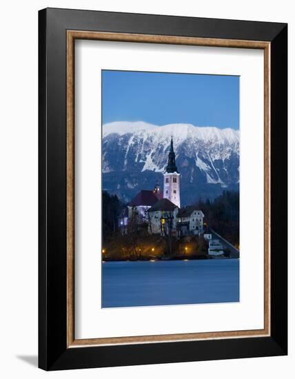 The Assumption of Mary Pilgrimage Church on Lake Bled at Dusk, Bled, Slovenia, Europe-Miles Ertman-Framed Photographic Print