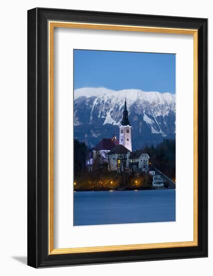 The Assumption of Mary Pilgrimage Church on Lake Bled at Dusk, Bled, Slovenia, Europe-Miles Ertman-Framed Photographic Print