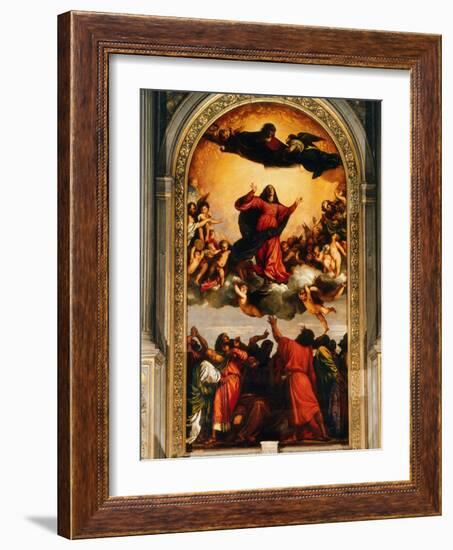 The Assumption of the Virgin, 1516-18-Titian (Tiziano Vecelli)-Framed Giclee Print