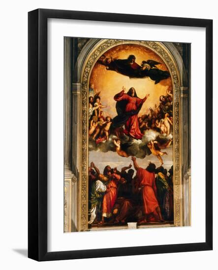 The Assumption of the Virgin, 1516-18-Titian (Tiziano Vecelli)-Framed Giclee Print