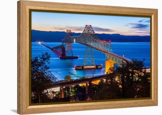 The Astoria-Megler Bridge over the Columbia River, Astoria, Oregon, USA-Mark A Johnson-Framed Premier Image Canvas