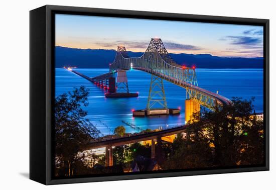 The Astoria-Megler Bridge over the Columbia River, Astoria, Oregon, USA-Mark A Johnson-Framed Premier Image Canvas