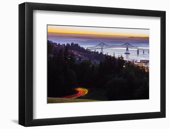 The Astoria-Megler Bridge over the Columbia River & the town of Astoria, Oregon, USA-Mark A Johnson-Framed Photographic Print