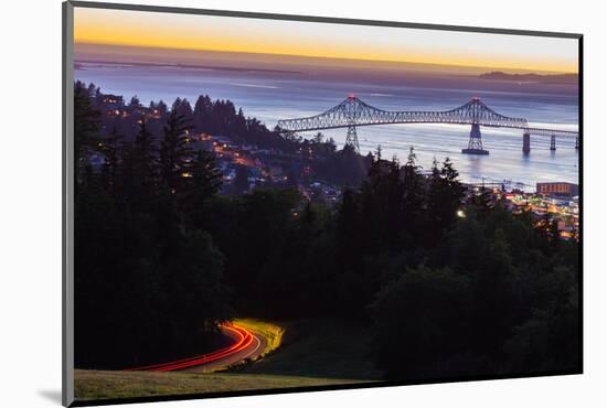 The Astoria-Megler Bridge over the Columbia River & the town of Astoria, Oregon, USA-Mark A Johnson-Mounted Photographic Print