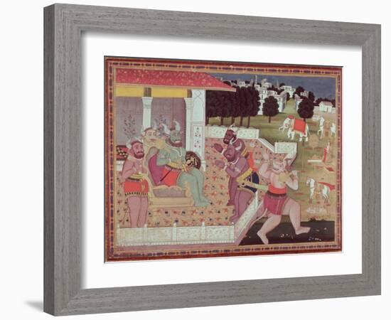 The Asura Kumbha and His Court of Demons, circa 1800-null-Framed Giclee Print