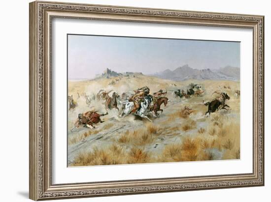 The Attack, 1897-Charles Marion Russell-Framed Giclee Print