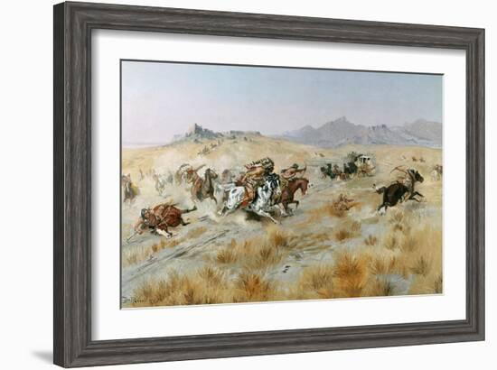 The Attack, 1897-Charles Marion Russell-Framed Giclee Print