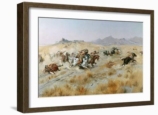 The Attack, 1897-Charles Marion Russell-Framed Giclee Print