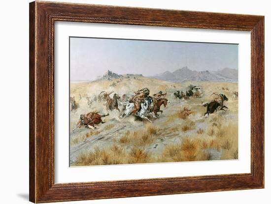 The Attack, 1897-Charles Marion Russell-Framed Giclee Print